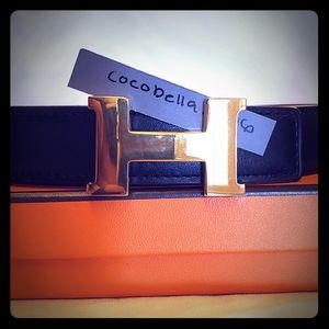 HERMES Leather Belt Constance H Buckle